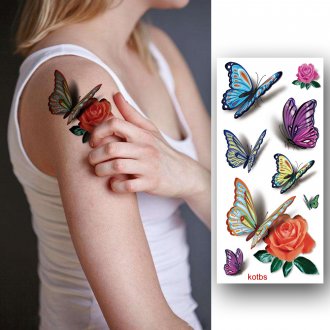 Kotbs 12 Sheets Bright 3d Temporary Tattoos for Women Teens Girls Waterproof Sexy Rose Temporary Floral Tattoo Sticker Body Art Makeup Fake Tattoos Transfer Paper