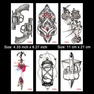 Kotbs 6 Sheets Temporary Tattoos for Women Men Sexy Body Art Arm Flash Tattoo Stickers Waterproof Fake Henna Painless Sticker