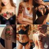 Kotbs 6 Sheets Waterproof Temporary Tattoo Sticker Flower Skull Lotus Pattern Tattoos Body Art Makeup Fake Tattoo for Women Men